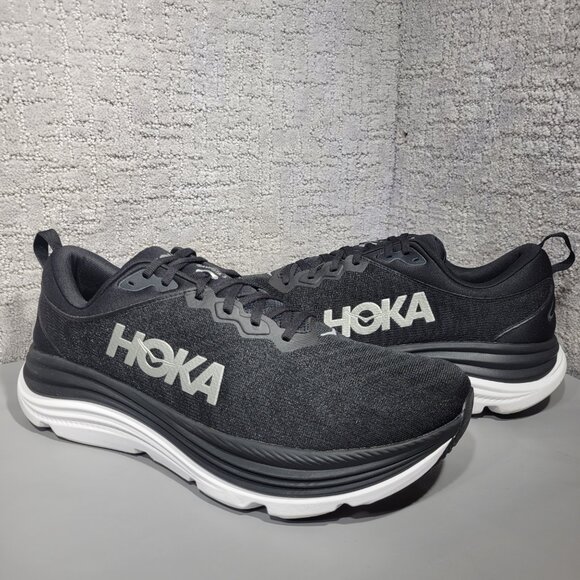 Hoka Gaviota 5 Wide Men's Size 15 2E US Black White Running Shoes 1134234 BWHT - Picture 1 of 11
